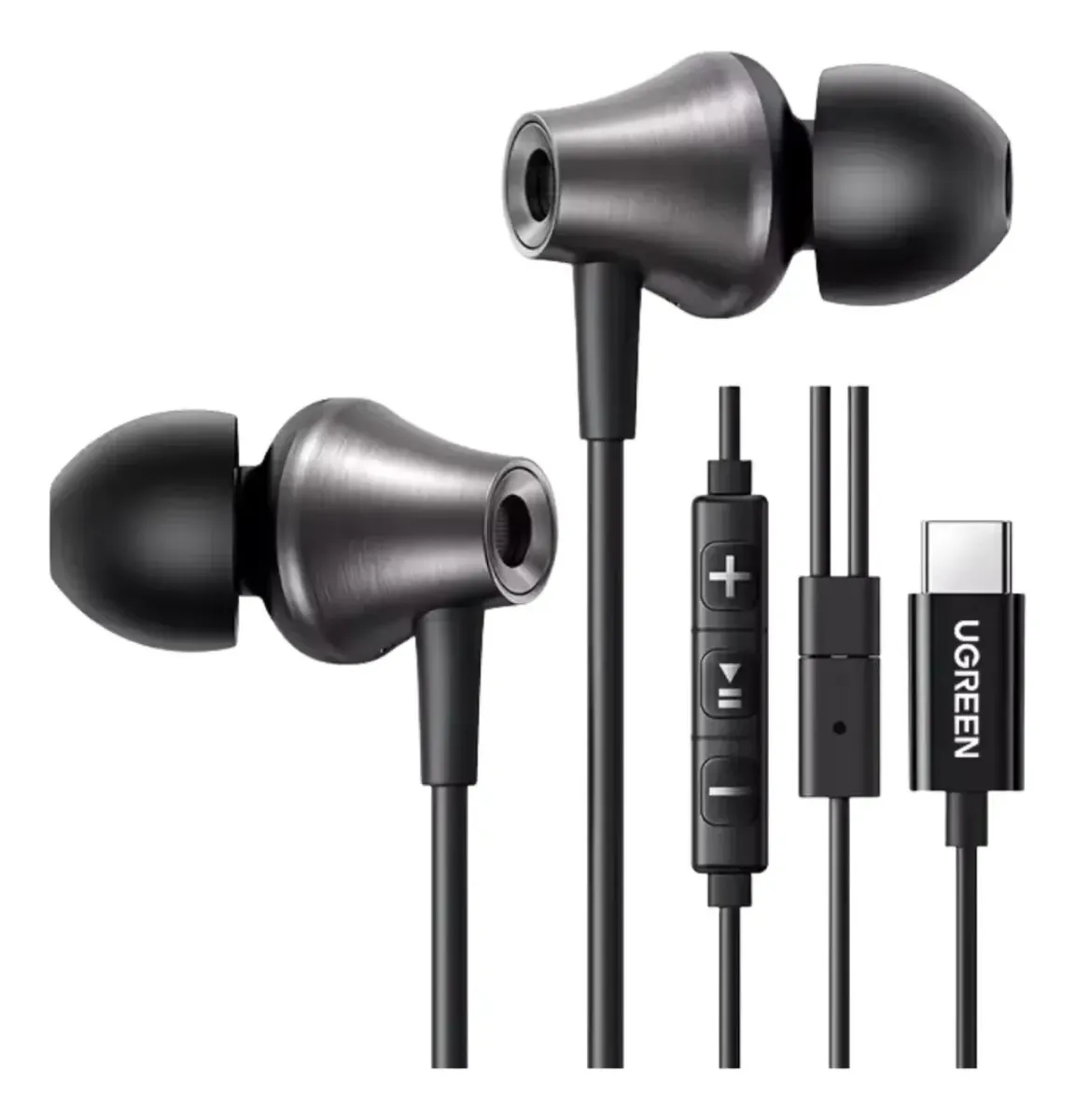 Fone UGREEN EP105 preto com conexão USB-C, imagem do anúncio